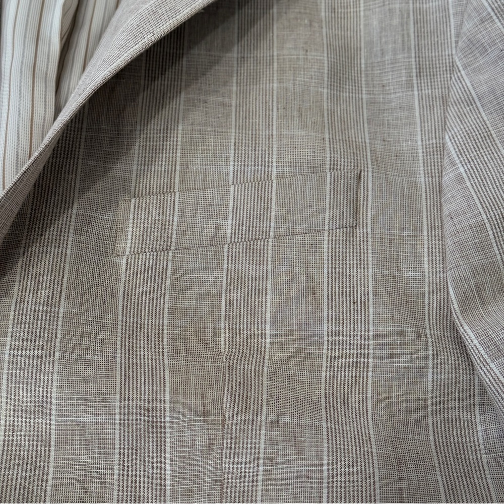 Banana‎ Republic Men Beige Linen Cotton Blazer Sport Jacket 44R 2 Button Lined - Picture 15 of 15
